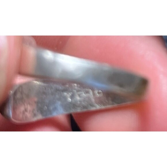 Vintage Sterling Silver Ring Teardrop Flaked Turquoise Split 925 Mexico - Picture 4 of 4